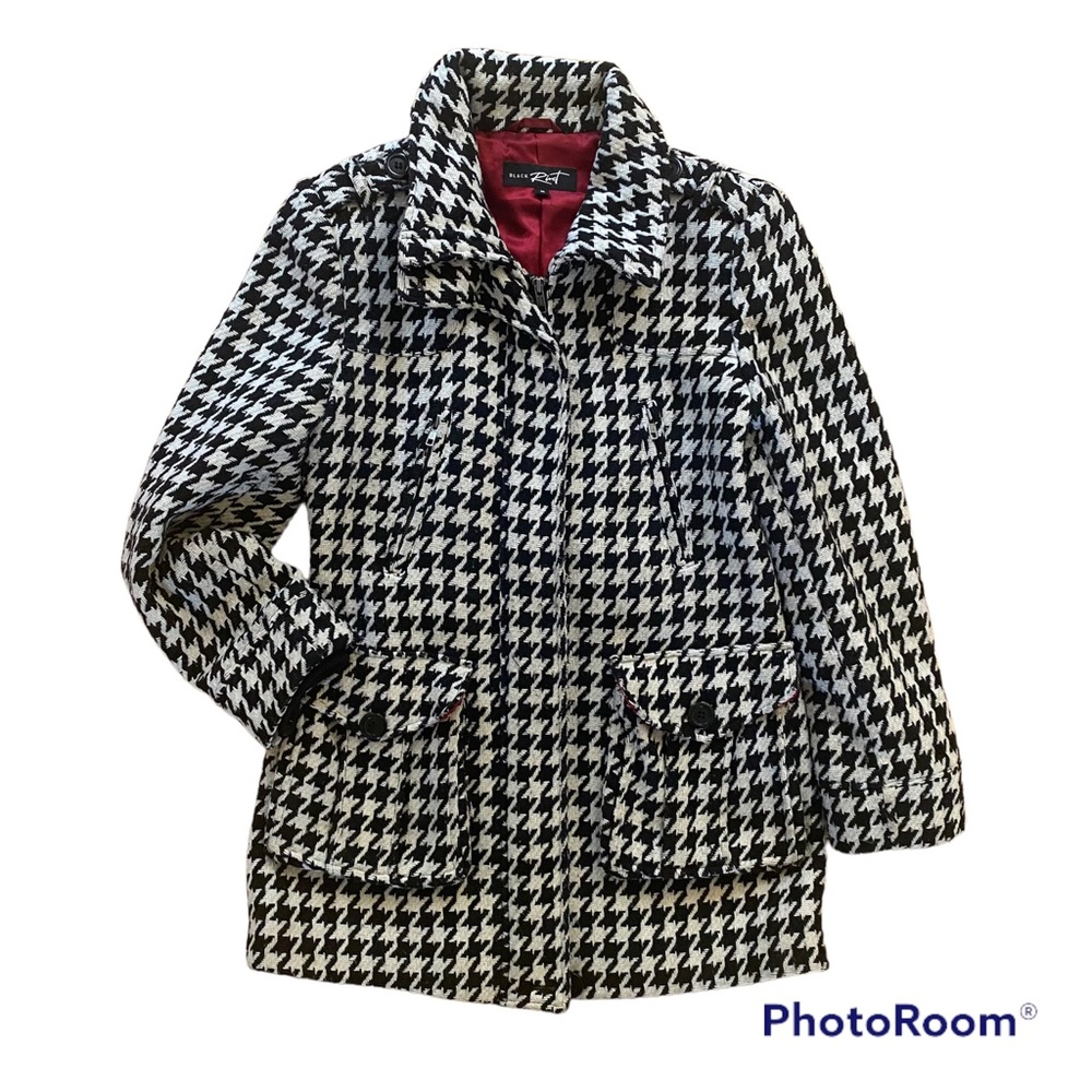 Black and white plaid zip up jacket size medium Black Rivet brand